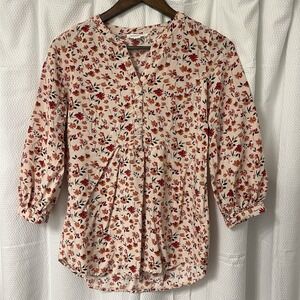 Beach Lunch Lounge Top XS Floral Romantic Boho Flowy Blouse Anthropologie EC
